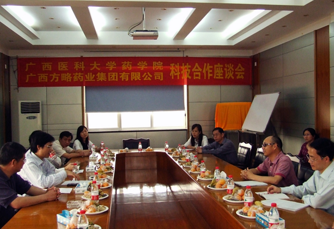 廣西醫(yī)科大學(xué)藥學(xué)院領(lǐng)導(dǎo)到我公司開展科技合作座談會(huì)
